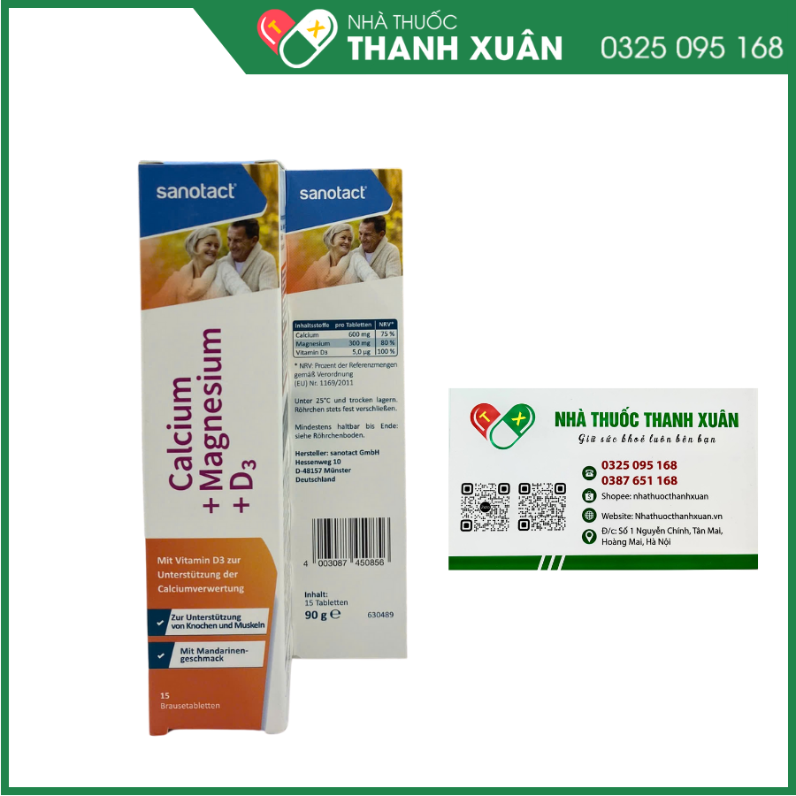Viên sủi Sanotact Calcium+Magnesium+D3  Brausetabletten
